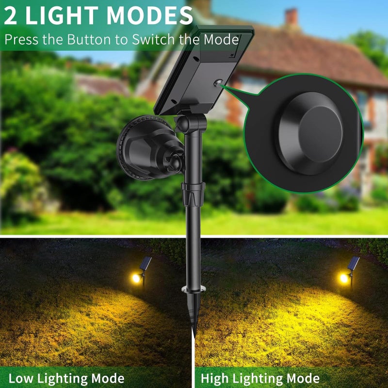 JSOT 600 Lumen Bright Solar Lights Outdoor Waterproof,Solar Powered Landscape Spotlights Solar Walkway Lighting for Backyard Garden Pathway Driveway Path Wall Patio Decor Warm White 4 Pack - Image 4